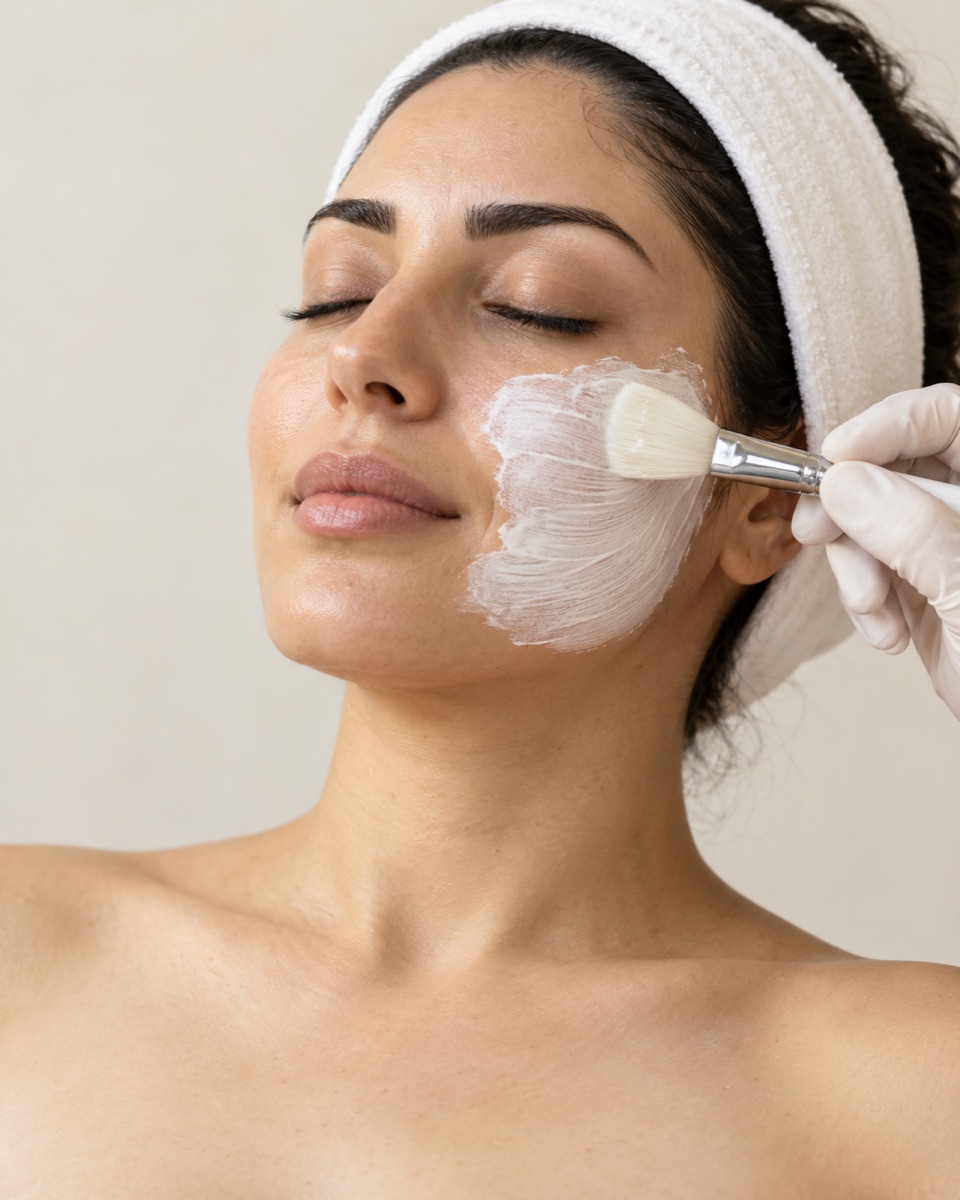 Ontspannende gezichtsbehandeling met masker